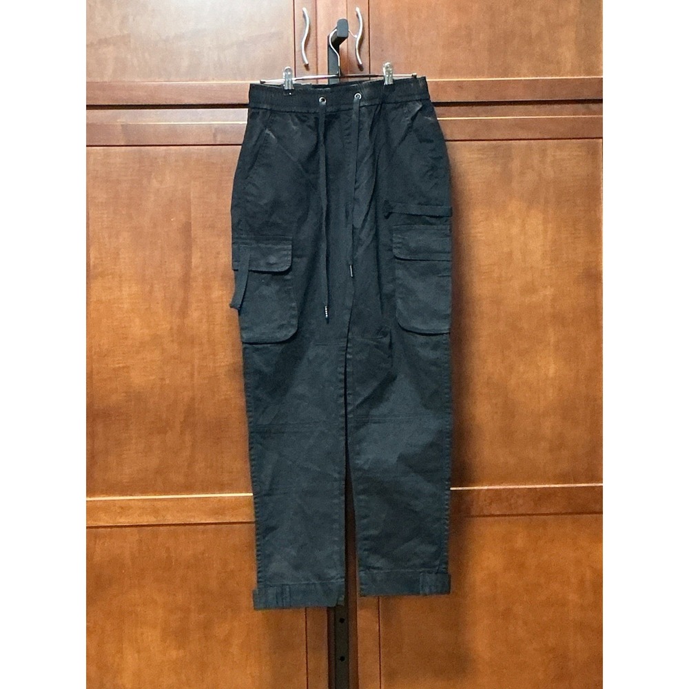 American Bazi Womens S Black Cargo Jogger Pants Adjustable Cuff NWT